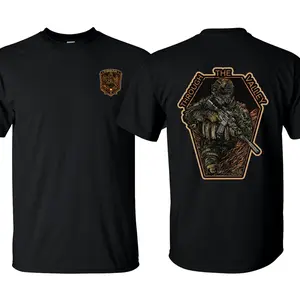 Through The Valley Tactical Military Graphic Tee, Psalm 23:4 Christian Warrior Shirt, Patriotic Veteran Gift, Unisex Cotton Short Sleeve Casual Shirt