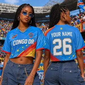 Custom DR Congo Soccer Jersey, Personalized Name and Number Men Women Football Shirt, DRC Team Supporter Gift Jersey for Fan