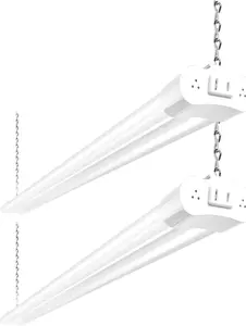 2 Pack 4FT Linkable LED Shop Light for Garage, 4400lm, 4FT 42W Utility Light Fixture, 5000K Daylight LED Workbench Light with Plug, Hanging or Surface Mount, White - ETL