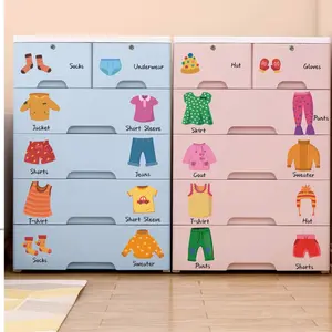 Creative PVC Self-Adhesive Hand-Drawn English Wall Stickers – Wardrobe Clothing Identification Labels & Kindergarten Wall Decals