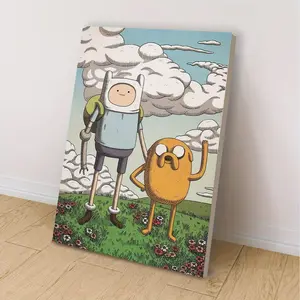 Adventure Time Friends Canvas Wall Art - Frameless 12x18" Poster, Whimsical Cartoon Decor for Bedrooms & Offices, Perfect Gift for Animation Fans, Perfect for Room Decor rimless