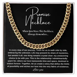 Promise Necklace For Him, Personalized Sentimental Gifts For Boyfriend, To My Man Necklaces, Birthday Valentine Anniversary Gold Men Chain