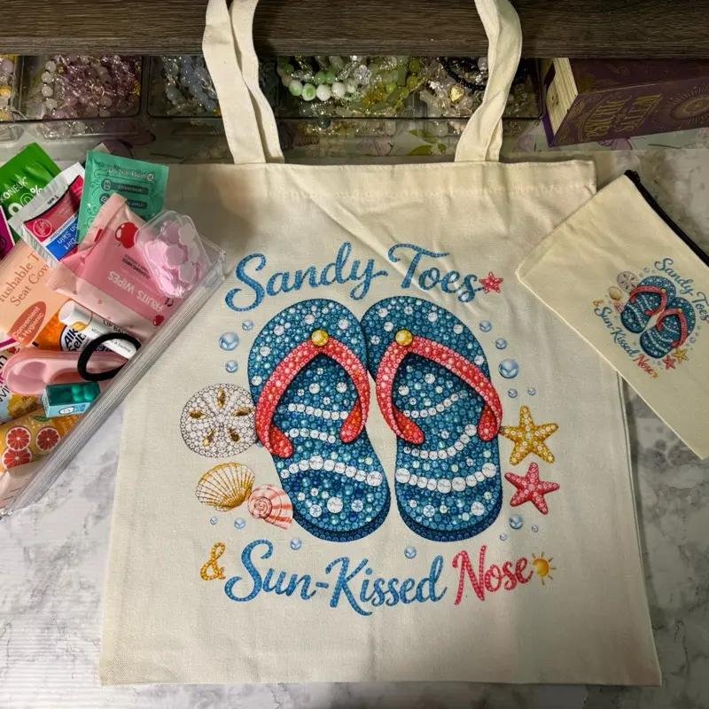 Matching Tote Bag & Essentials Pouch Set with Mini Purse Essentials Kit
