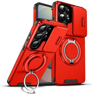 HUTU Advanced Mecha Magnetic Protective Case with Sliding Camera Lens Protective Film for Samsung Galaxy S26/S25/S24/S23 Ultra Plus 360 °   Stand Mobile Phone Accessories