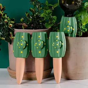 Cactus Shaped Terracotta Watering Spike, Ceramic Automatic Watering System, Lazy Gardening Device for Potted Plants, Garden & Lawn Care