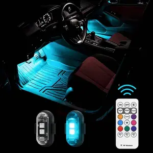10PCS RGB LED Portable Party Light,Remote Control Wireless 8 Colors Strobe Lighting,Rechargeable Footwell Lights,Under Glow Kits Car Mods, Exterior Interior Decorative Accessories, Flash Warning Lamps For SUV Truck Motorcycle Bike Aircraft,Gift Idea