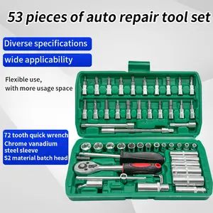 46/53-piece tool kit, high-end professional vehicle/motorcycle repair tool set, drive deep hole and standard wrench set, vehicle component repair ratchet wrench and additional vehicle repair tool expansion set