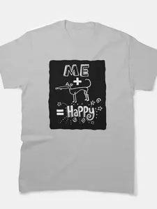 The Happiness Equation Classic T-Shirt, greyhound Shirt, lurcher unisex shirt, whippet Tees, dog, hound, cartoon, rich, skipworth, richskipworth, rich skipworth, richard skipworth, Casual, Fashion, Menswear, Retro, Streetwear, Top, Vintage, Classic, Basic