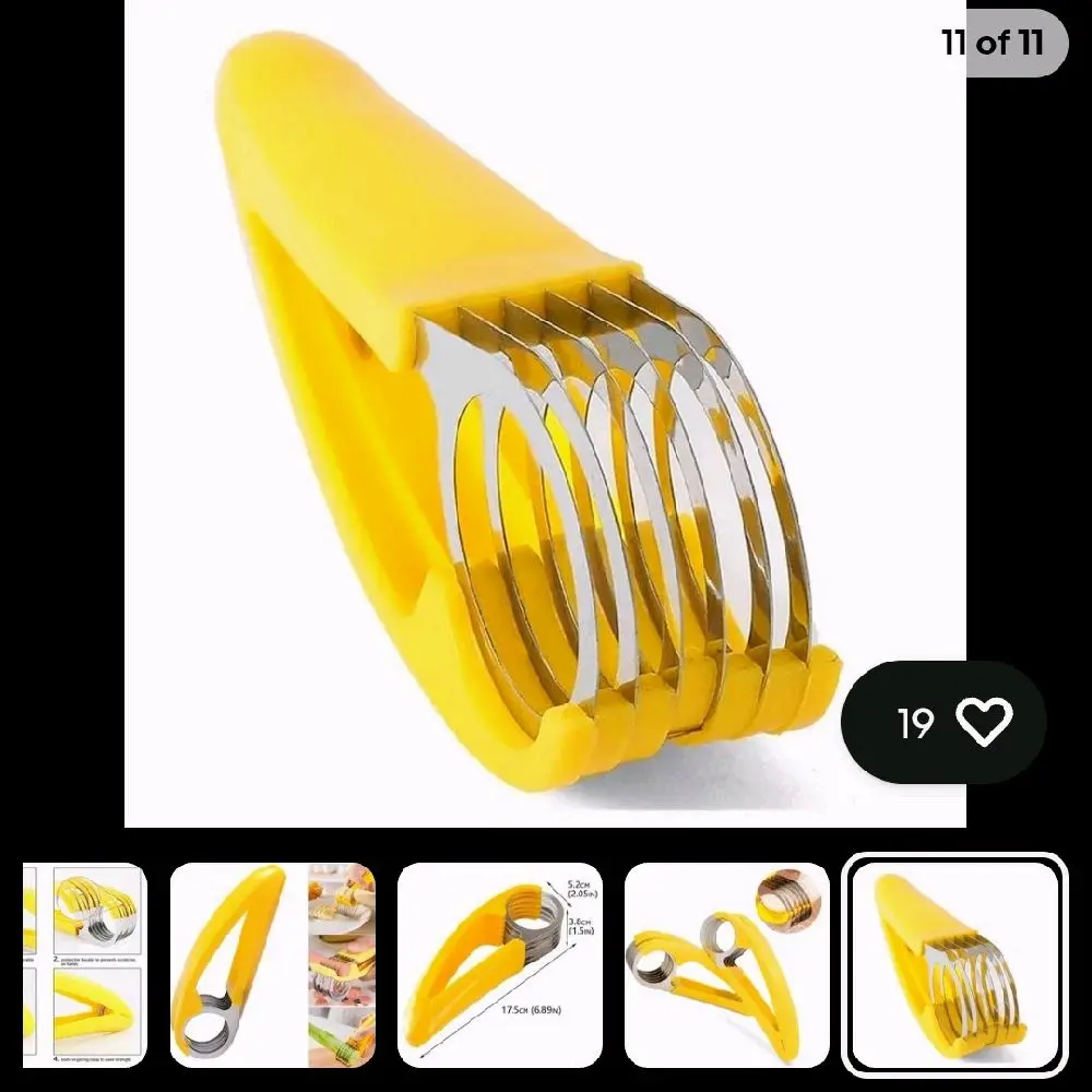 2Pcs Banana Slicer Fruit Knife Veggie Cutter Kitchen Bar Tool Stainless Steel