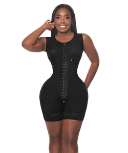 BBL Mid Thigh Bodysuit With Bra High Compression / Runs Small •High Compression / Runs small •3 Compression Hook Levels • Perineal Zipper • Black (One Size for Hips and another for Waist) (LUXBBL-293)