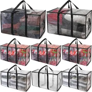 Full Transparent Storage Bag for Quilts and Clothes, Large Capacity Waterproof Moisture-Proof Blanket Organizer, Moving Bag, Space Saver Bags
