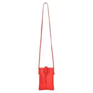Jennie Small crossbody bag w/ slim strap closure & tassel - Vibrant Red