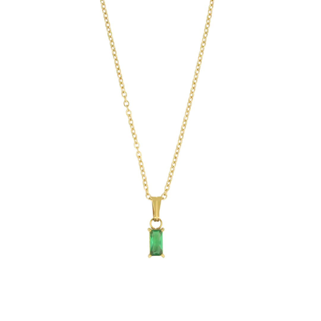 Dainty Emerald Diamond Necklace