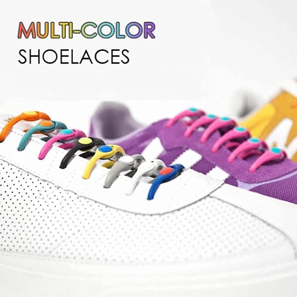 Lazy Tying-Free Elastic Shoelaces Laces Special No Tie Rubber for Kids and Adults Elastic Shoelaces for Sneakers