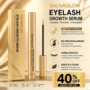 SauvaGlow Eyelash Growth Serum - Plant-Derived Natural Formula for Longer & Thicker Lashes - Non-Irritating Formula(Prostaglandin-free)