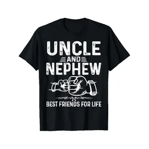 Casual Attire Uncle & Nephew Best Friends for Life Matching T-Shirts |   Soft Crew Neck Graphic Tees with Boxing Gloves Design, Black, Regular Fit, Short Sleeve, 180G Fabric, Perfect for Family Outings, Christmas & Birthdays