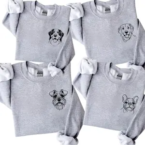 Personalized Dog Face Ash Grey Sweatshirt, Dog Lover Sweater, 50 Dog Breeds Sweater, Dog Mom Lover Shirt Gift