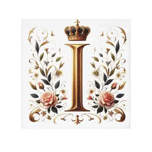Elegant Monogrammed Face Towel with Floral Design, Luxury Bathroom Decor, Spa Towel, Wedding Favor, Custom Gift, Letter I Cotton Light White Personal