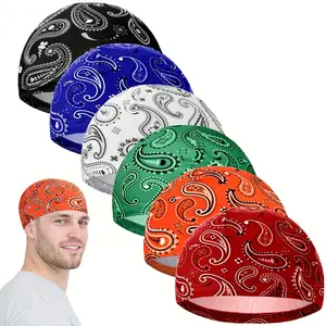 6-piece set (unisex) breathable ice silk headscarf helmet liner - sweat-absorbing paisley pattern knitted cap, available in multiple colors, suitable for cycling and running - elastic fit helmet liner, 6-piece value pack