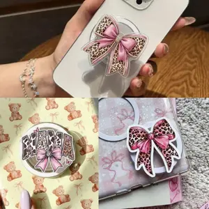 Leopard Bow Trendy Magsafe Phone Grip - Magnetic Pop Socket & Kickstand - Gift for her