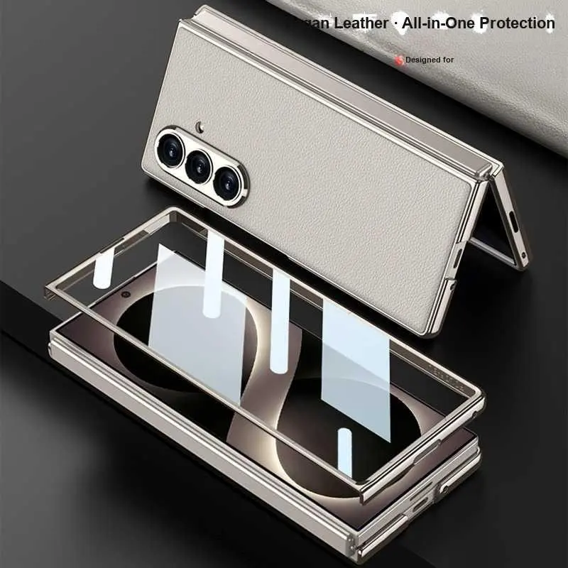 For Samsung Z Fold8 Ultra Phone Case Vegan Leather Case with Screen Protector Protective Cover Premium Feel Limited Edition for Men HNL47PL