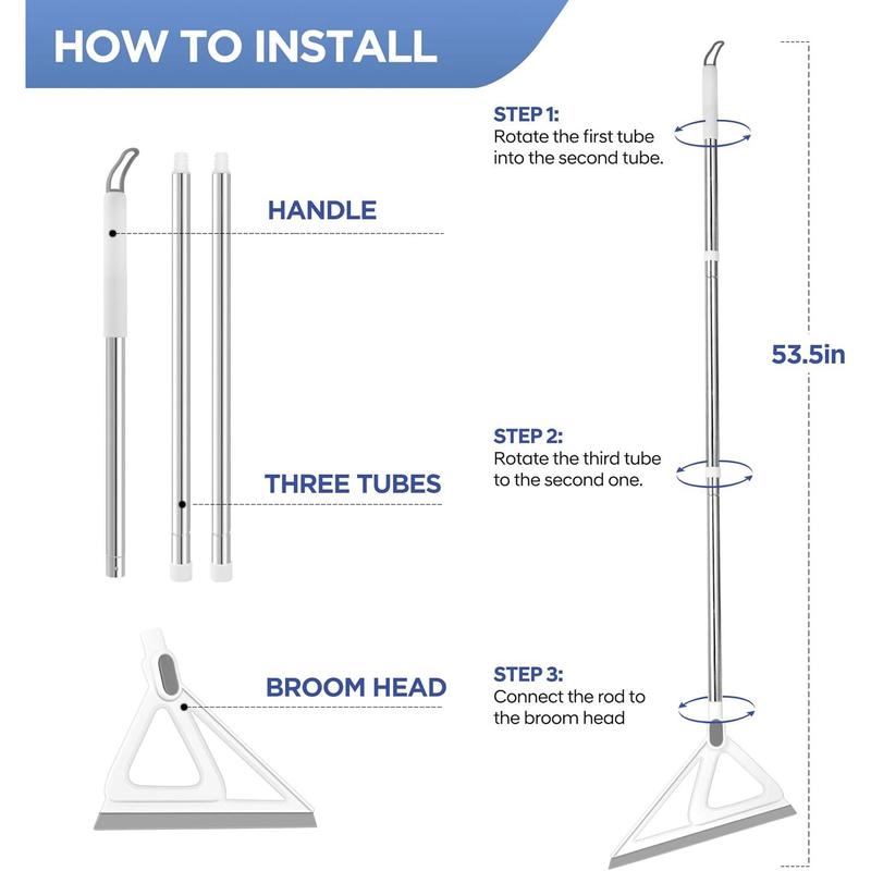 Multifunction magic broom squeegee broom for floor rubber broom silicone broom for floor cleaning magic broom sweeper for living room kitchen bathroomeasy dry the glass grey 54 inch