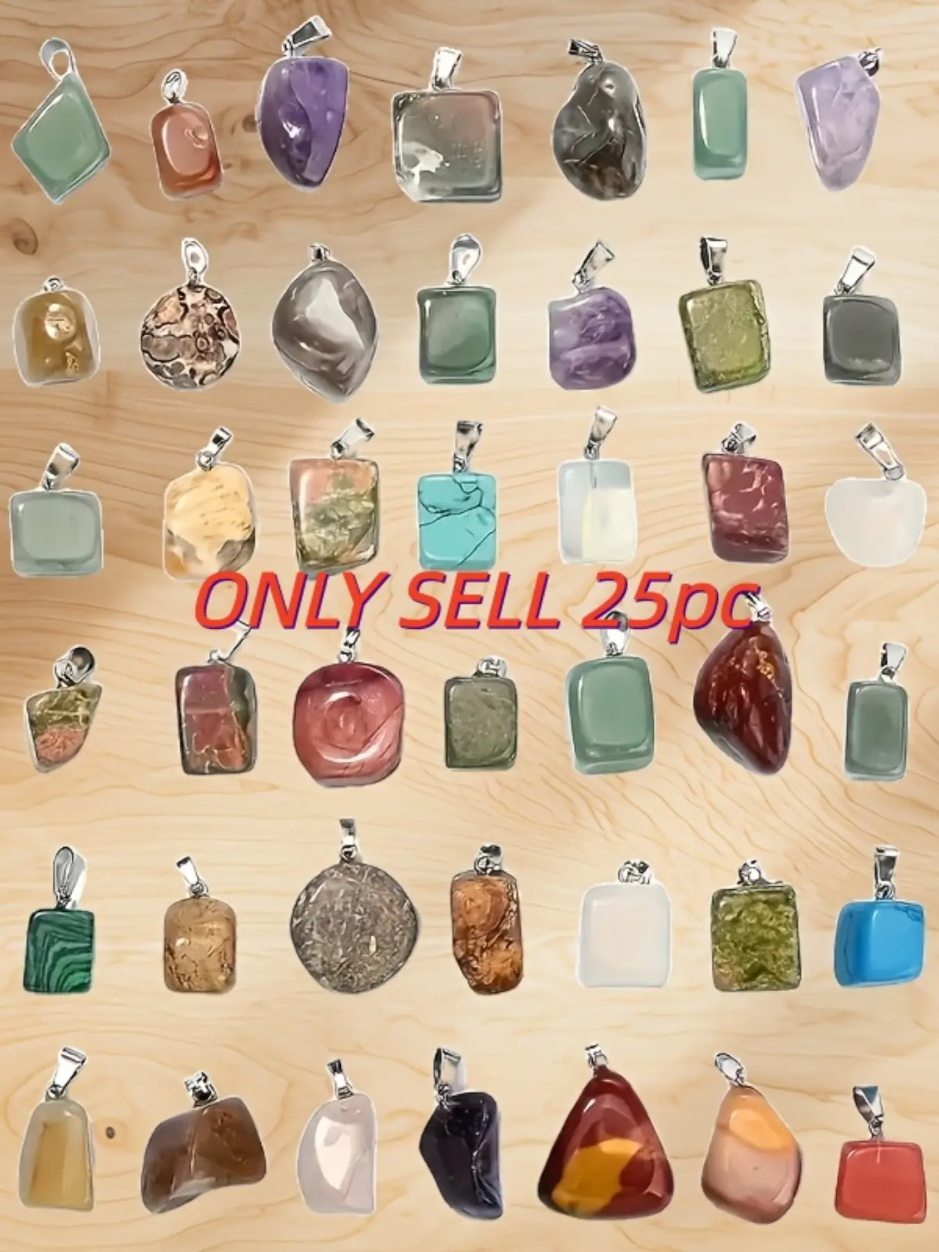 25 Natural Stone Irregular Square Shaped Pendant, Random Crystal Jewelry, DIY Necklace Bracelet Keychain, Ideal Holiday Gift
