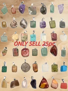 25 Natural Stone Irregular Square Shaped Pendant, Random Crystal Jewelry, DIY Necklace Bracelet Keychain, Ideal Holiday Gift