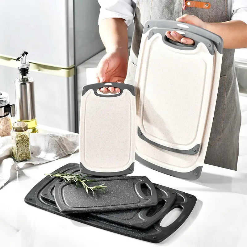 3-Piece Kitchen Set, Wheat Straw Material, Double-Sided Use for Healthy Food Prep, Non-Slip Surface, Easy Cleaning, Kitchen Chopping Board, Cutting Boards for Kitchen