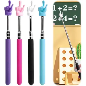 4-Pack Retractable Teacher Pointer Sticks - Extendable 21.7" Classroom Pointer for Teachers, Presenters &  - Finger-Shaped Tip, Non-Slip Grip -  for School,  & Presentation