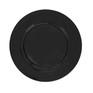 Saro Lifestyle  13 in. Classic Design Round Charger Plates, Black - Set of 4
