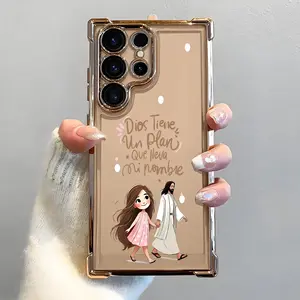 Faith Plan Pattern Phone Case,Electroplated Cover with Airbag Shockproof Slim Soft TPU Cover for Samsung S26 S25 S24 S23 S22 Ultra S25Edge S24FE Plus S25+