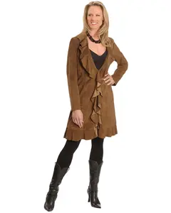 Scully Women's Ruffle Suede Leather Long Jacket - L504-81