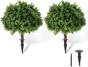 Artificial Boxwood Topiary Trees (25-Inch; 2-Pack or 4-Pack) —   Boxwood Shrubs with Ground Stakes; Indoor Spherical Trees &  Potted Plants, Ideal for Front Porch and  Garden Decor Matt Murdock Bloody Knuckles Poster poker wall faux outdoor office fall