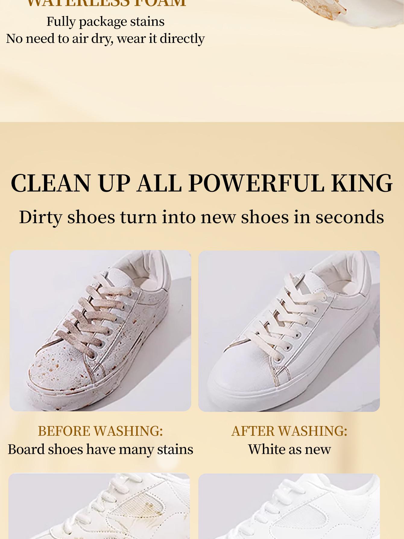 VENROCK White Shoe Cleaning Mousse | Waterless Foam Sneaker Cleaner with Built‑in Soft Brush, Stain & Yellowing Remover for All Footwear, Quick Dry No‑Wash Shoe Cleaner