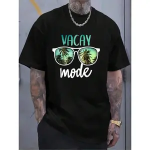 100% Cotton  Vacay Mode Cute Vacation Summer Cruise Getaway T-Shirt Fashion Women's Men's  Graphic Tee Causal Tops