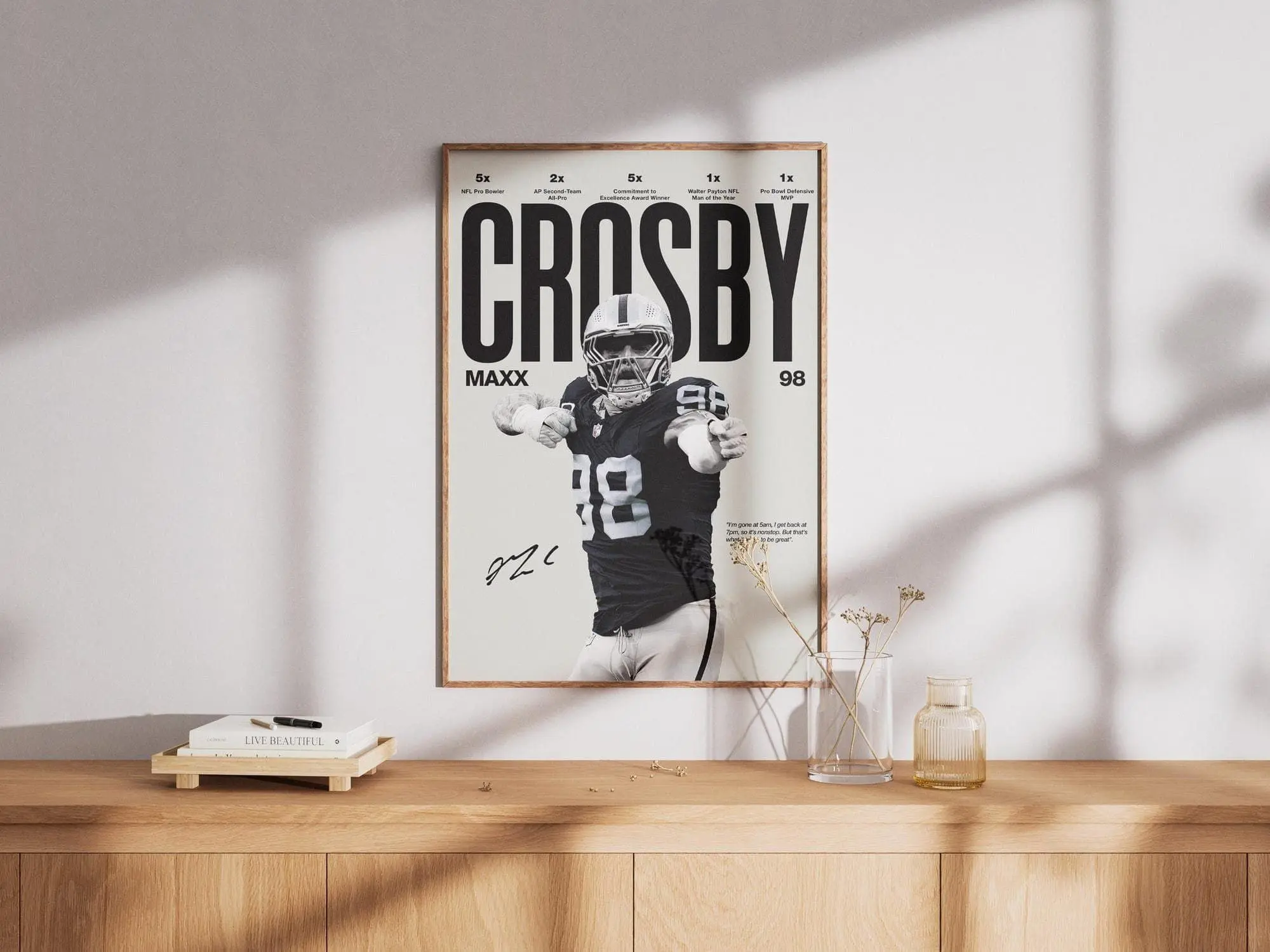 Maxx Crosby Poster, Las Vegas Raiders Football Wall Art,  Defensive Star Print, Sports Poster, Football Fan Gift Download( Unframed - Print Only )
