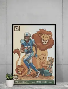 Jahmyr Gibbs 2023 Downtown Rookie 12x17 Poster Detroit Lions
