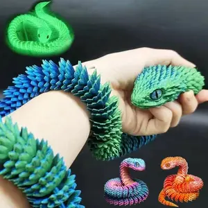 3D Printed Snake Movable Joint Fidget Toy Figurine Simulation Snake Office Desktop Ornament Gifts Crafts Figurines Miniatures