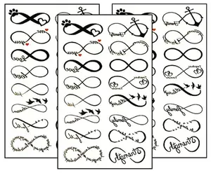 Set 3 Sheets Mini Infinity Temporary Tattoos Art Painting 3D Tattoo Makeup Body Fake for Men Women Design Decorations Body Neck Chest Shoulder Legs Arm Back, 4.1X2.3 INCH.