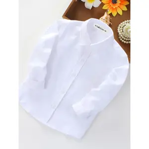 Boys' White Shirt, White Shirt, School Uniform Performance, Four-Season Long-Sleeved Shirt, Blue Shirt,summervibes