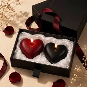 [Wildry] Chic Heart-Shaped Low Temp Candle | Safe Warm Touch | Scented Peel-Off Wax for Couples