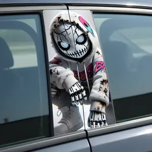 Personalized Car B-pillar Sticker Vinyl Waterproof Unique Skeleton Design 25cm x 50cm Easy Install Side Decals for Vehicle Decoration with Bold Graphics