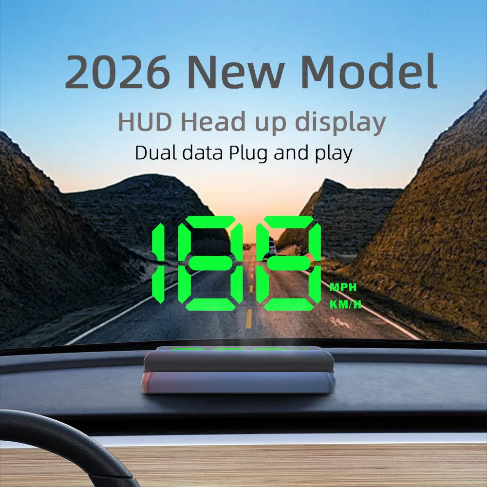 W2 Pro Hud Head-Up Display, Universal Car Accessories, Speedometer Km/h, Type-C USB Data Line, Dual Interface, Plug-And-Play, Smart Display, Universal Compatibility, Dual USB Ports, Car Display Screen