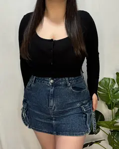 Heather Button Top (Black)
