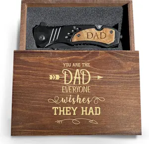 Personalized Photo Wood knife box for Dad, Custom Engraved Picture On the Box