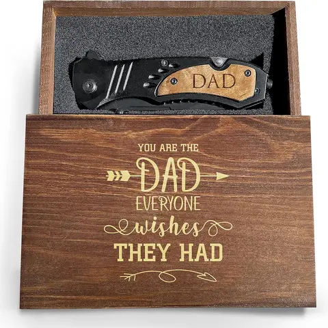 Personalized Photo Wood knife box for Dad, Custom Engraved Picture On the Box