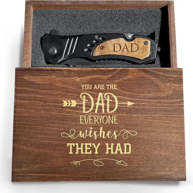 Personalized Photo Wood knife box for Dad, Custom Engraved Picture On the Box