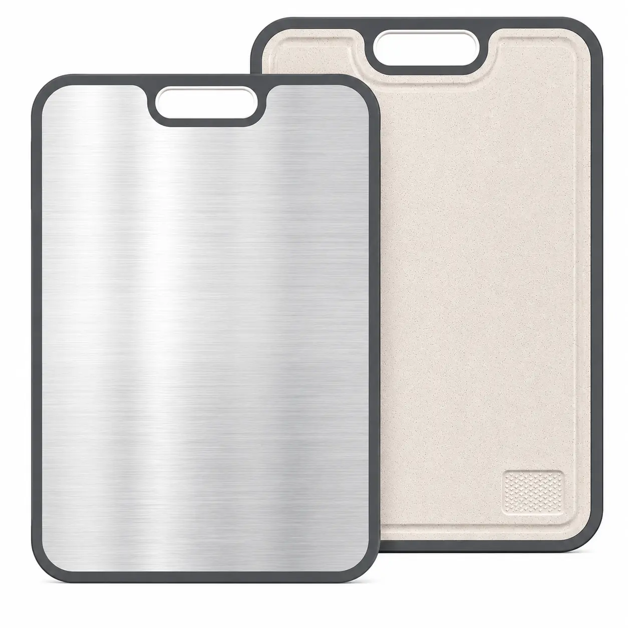 Titanium-Wheat Straw PP Chopping Board, 15.54"×10.63" Large Size, Food-Safe, Grip Design, Scratch-Resistant, Easy-to-Clean Kitchen Cutting Board for Garlic Prep