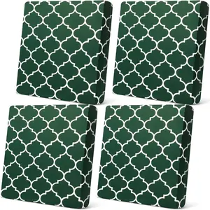 4 count  Outdoor Cushion Covers for Patio Furniture Stretch Outdoor Couch Cushion Covers Replacement Moroccan  Chair Seat Sofa Slipcovers Soft Flexibility Protector(Dark Green)